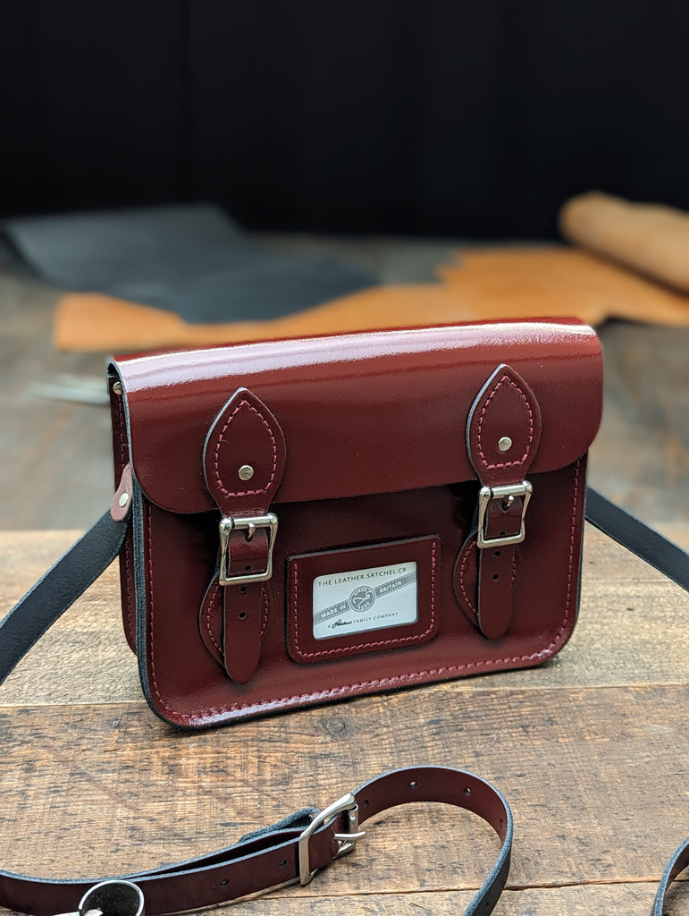 Festival Satchel made from Patent Oxblood Red Leather (£79)