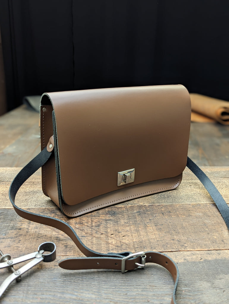 Large Pixie Bag with Inner and Outer Slip Pockets made from Chestnut Brown Leather (MMRP £125)