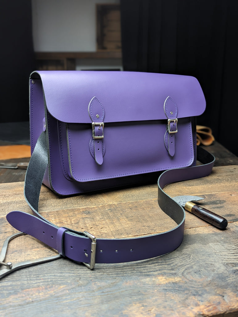 16.5" Classic Satchel with No Card Window and a Full Inner Slip in Deep Purple (MMRP £212)