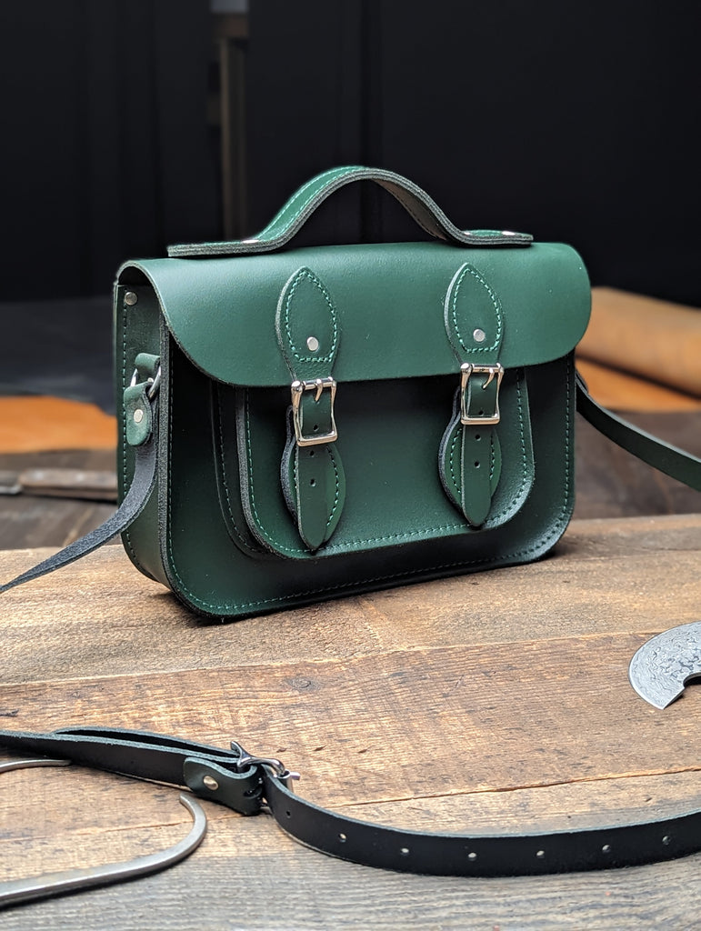11" Classic Satchel with a Bolt-on Handle and Magnetic Fasteners in Racing Green (MMRP £132)