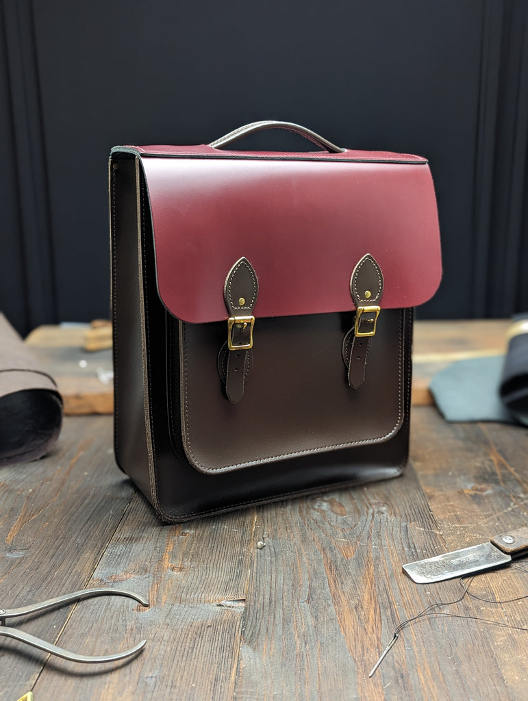 Large Portrait Backpack with Gold Hardware, a Full Inner Slip Pocket, Backpack Shoulder Pads and a Keyloop made from HP and Mulberry Bush Leathers (MMRP £255)